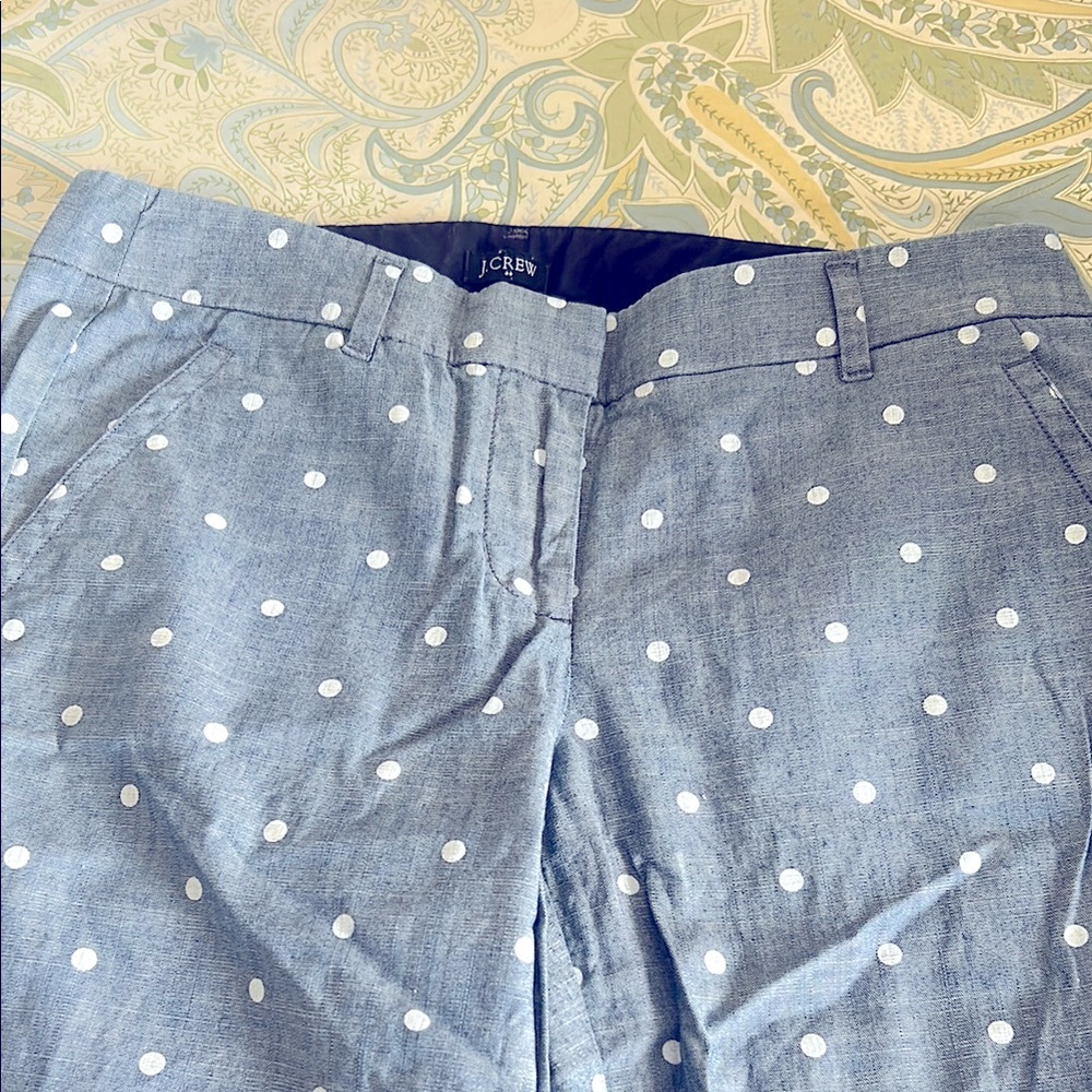 J. Crew chambray polka dot cafe capri sz 2